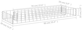 horganyzott acél gabion magaságyás 90 x 30 x 10 cm
