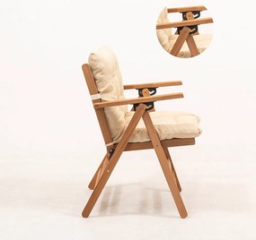 Krémszínű-natúr színű tömörfa kerti fotel – Floriane Garden