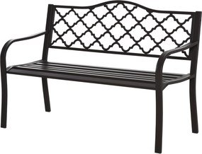 Outsunny Vidéki Chic Stílusú 3 Személyes Kerti Pad Teraszra 128L x 60W x 89H cm Korrozióálló Epoxi Fém Öntöttvas Barna | Aosom