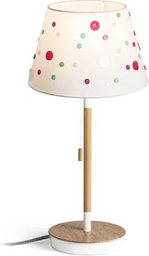 RENDL KEITH/DELISA stolní s USB bílá knoflíky/buk 230V LED E27 11W