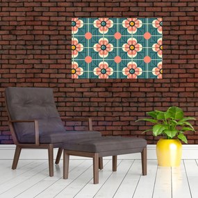 Kép - Retro virágminta (90x60 cm)