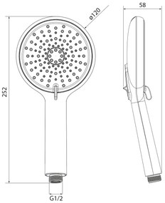 Sapho kézi zuhany, öblítő funkció, fényes króm kivitel