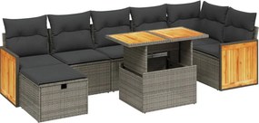 vidaXL 8 részes szürke polyrattan kerti ülőgarnitúra párnákkal
