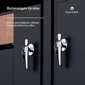 Blumfeldt BinSafe, szemétkosár tároló doboz, 2 szemétkosár, 240 l, zárható, időjárásálló horganyzott acél, beültethető tető