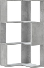 vidaXL 3 szintes betonszürke szerelt fa sarok könyvespolc 50x50x102 cm