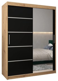 Ruhásszekrény 180 cm tükörrel Verika 2 180 (artisan tölgy + fekete). 1064210