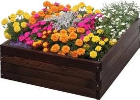 Outsunny Emelt Kertágy, Növényi Doboz, Zöldségágy, Fűszerágy, Tömbfa, Sötétbarna, 60 x 60 x 23 cm | Aosom