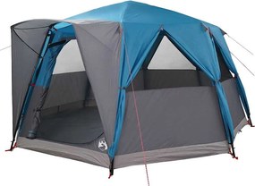 vidaXL Hat fős cabin sátor tetővel tárolóval Kék 425 x 396 x 222 cm
