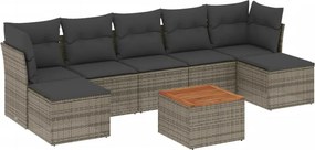 vidaXL 8 részes szürke polyrattan kerti ülőgarnitúra párnákkal