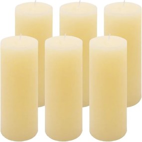 Rusztikus gyertya készlet  20 cm Ø 7,5 cm 6 db krém