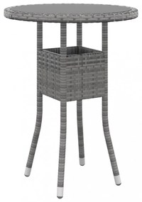 szürke polyrattan és edzett üveg kerti asztal Ø60 x 75 cm