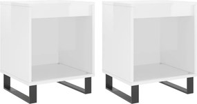 vidaXL 2 db magasfényű fehér szerelt fa éjjeliszekrény 40x35x50 cm