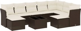 vidaXL 10 részes barna polyrattan kerti ülőgarnitúra párnákkal