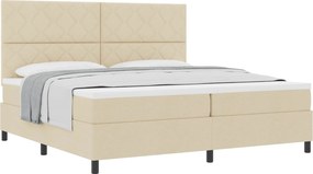 vidaXL Boxrugós ágy matracmal fejtámlával Krém 200 x 200 cm szövet