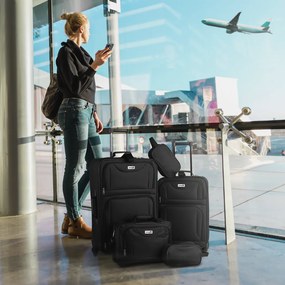 TRAVEL utazóbőrönd készlet, 5 darabos, fekete Monzana