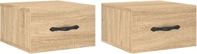 vidaXL 2 db sonoma tölgy falra szerelhető éjjeliszekrény 35x35x20 cm