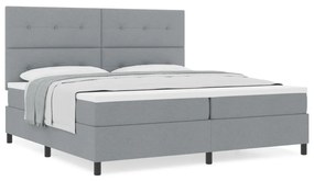 Boxspring Ágy Matraccal Világosszürke 200x200 cm Szövet
