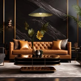 Csillár zsinóron FUJI 1xE27/60W/230V átm. 70 cm fekete/arany