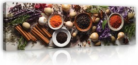 Vászonkép Konyha Gyógynövények Fűszerek Modern Vászon Fal Hosszú 145x45
