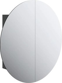 vidaXL fekete fürdőszobaszekrény kerek tükörrel/LED-del 54x54x17,5 cm