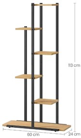 LOREDO virágtartó tölgyfa dekorral, fekete