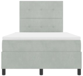 Boxspring Ágy Mattal Világosszürke Kicsi Dupla Bársonyos