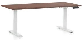 Állítható magasságú asztal OfficeTech D, 160 x 80 cm, fehér alap, dió
