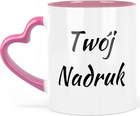 Szív bögre Rózsaszín saját nyomtatással fénykép felirattal Logo varázsló