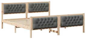 Ágykeret fejtámlával Sötétszürke 160 x 200 cm Tömör fenyőfa