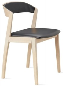 SM826 design szék, fekete bőr ülő/hátlap, olajozott fehérített tölgy láb