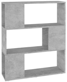 betonszürke szerelt fa térelválasztó könyvszekrény 80x24x94 cm