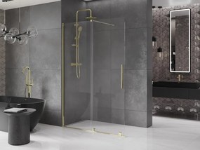 Mexen Velar, nyílásba tolóajtó Walk-In 140 cm, 8 mm átlátszó üveg, arany fényes, 871-140-000-03-50
