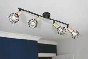 Globo 54802S-4AB Spotlámpa fém fekete- sárgaréz színben, fém drót búrával. HxSzxM: 600x80x205, fényforrás nélkül 4xE14 40W 230V