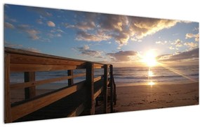 A móló, a strand és a tenger képe (120x50 cm)
