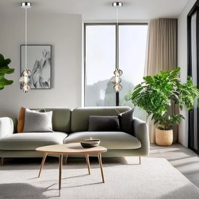 LED függőlámpa zsinóron BOLLA LED/12W/230V átm. 16 cm fényes króm/füstszürke