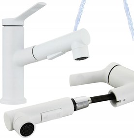 Modern Fehér Mosdócsaptelep 3 Funkciós, Kihúzható Kifolyócsővel