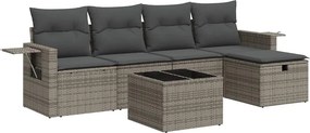 vidaXL 6 részes szürke polyrattan kerti ülőgarnitúra párnákkal