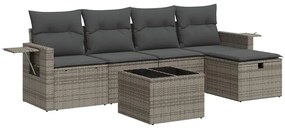 vidaXL 6 részes szürke polyrattan kerti ülőgarnitúra párnákkal