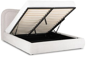 Kárpitozott Franciaágy Krém Bouclé Szövettel. 160x200 HAGA