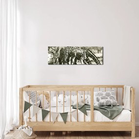 Kép - Zsiráfok, vintage (órával) (90x30 cm)