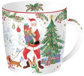 Joyful Santa karácsonyi porcelán bögre fémdobozban