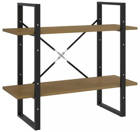 kétszintes barna tömör fenyőfa könyvszekrény 80 x 30 x 70 cm