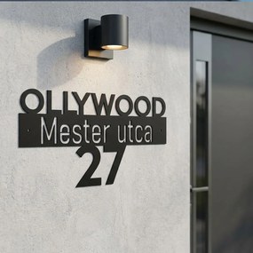 Egyedi alumínium házszámtábla – utcanév + családnév