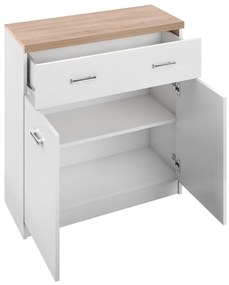 Komód 2D1S, fehér/tölgy sonoma, TOPTY TYP 14
