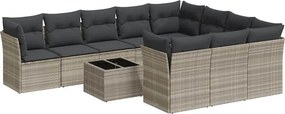 vidaXL 11 részes világosszürke polyrattan kerti ülőgarnitúra párnákkal