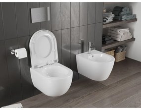 Mexen Carmen, falra akasztható wc csésze 490x365x340 mm, Perem nélküli Tornado + duroplast wc ülőke, fényes fehér, 30880200T
