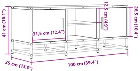 sonoma tölgy színű szerelt fa és fém TV-szekrény 100x35x41 cm
