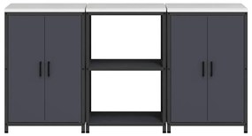 Konyhai Tároló Készlet 3 pcs Antracitszürke 180 x 50 x 92 cm
