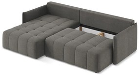 Sötétszürke kinyitható-tárolóhelyes sarokkanapé (bal oldali-heverő résszel) Moku – Makamii