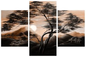Fák, hegyek és a nap (90x60 cm)